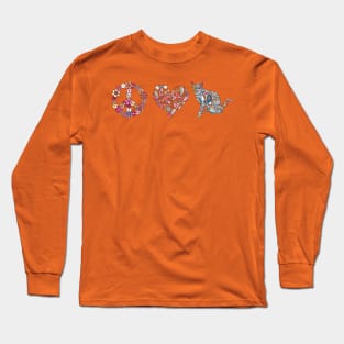 Peace, Love, Kitty Cat Long Sleeve T-Shirt